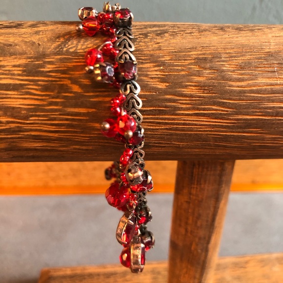 Red copper and rhinestone bracelet - Picture 3 of 3